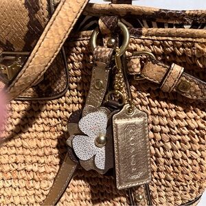 Coach straw bag snake trim EUC